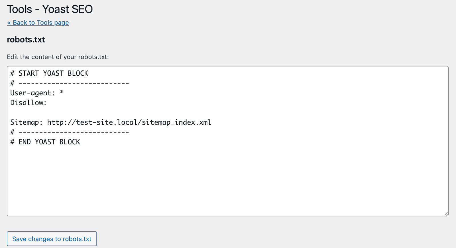 Yoast SEO lader dig redigere din robots.txt-fil fra dit dashboard