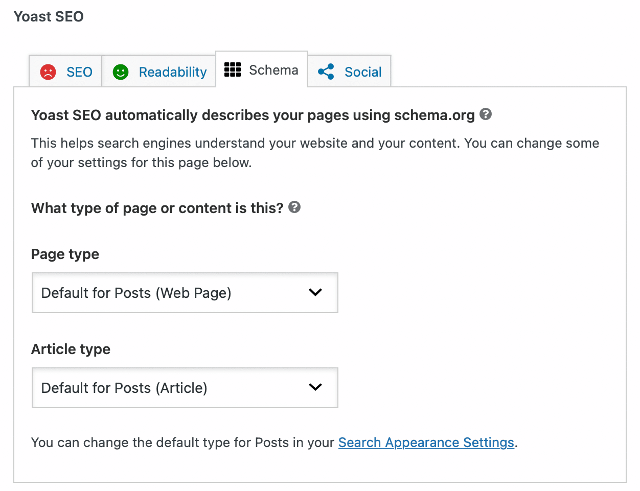 Informações sobre o Schema Yoast SEO