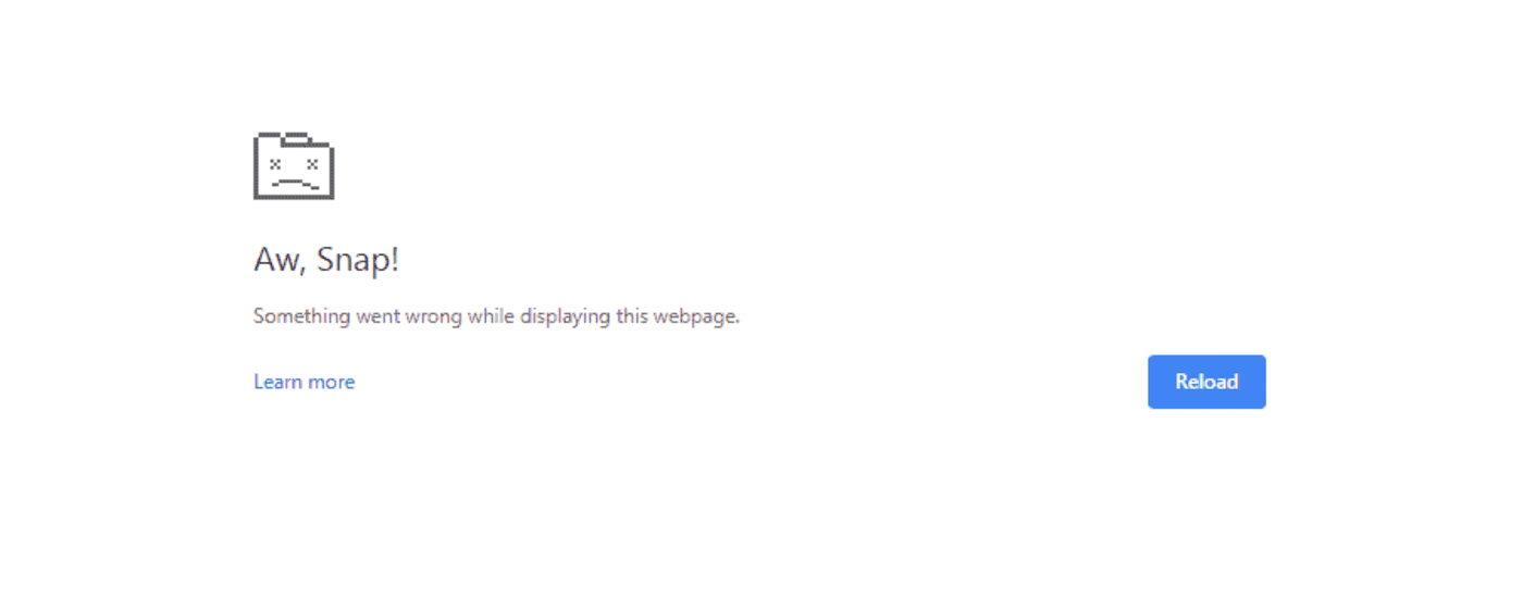 Aw Snap error in Chrome
