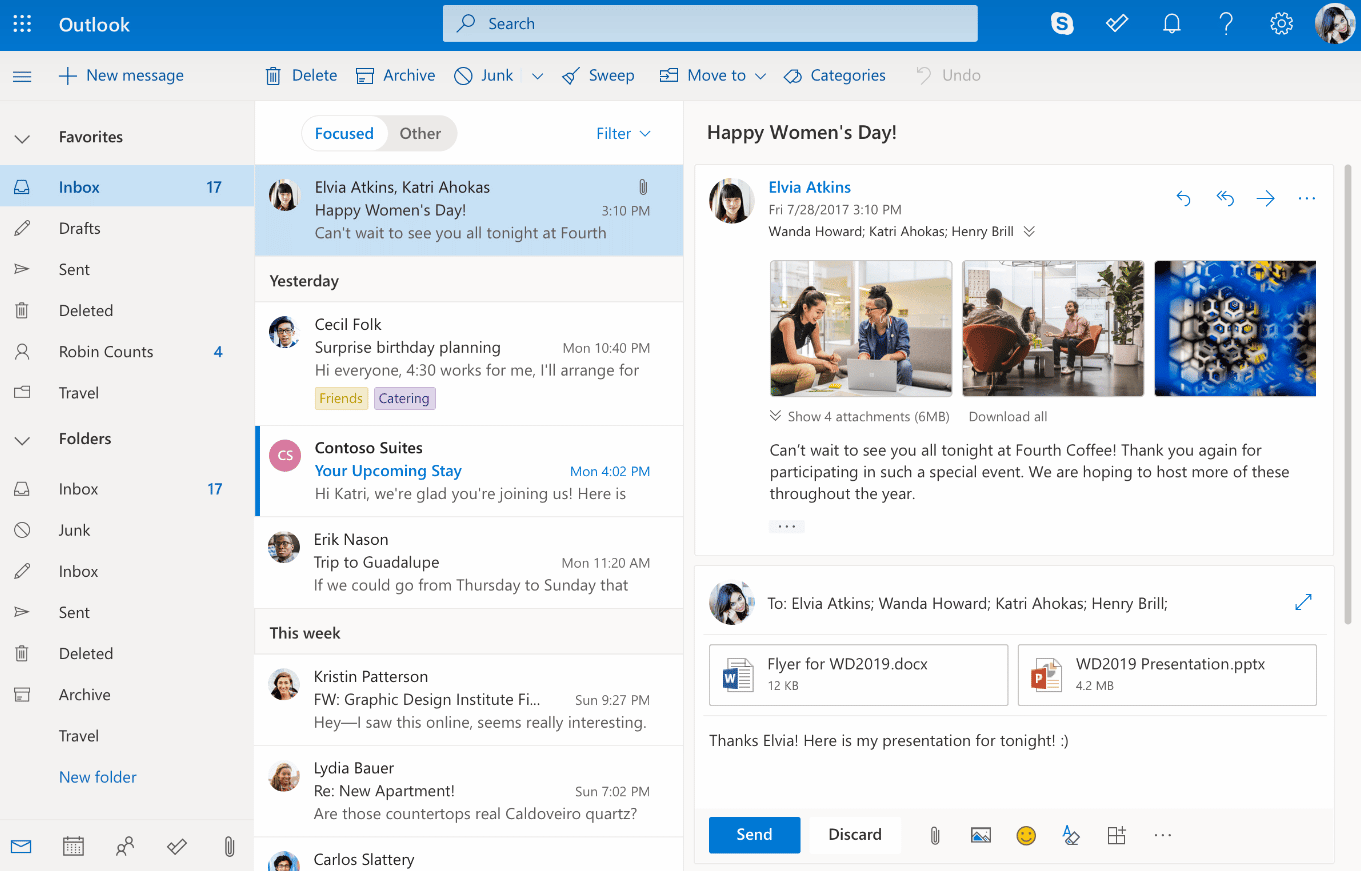 Outlook's interface
