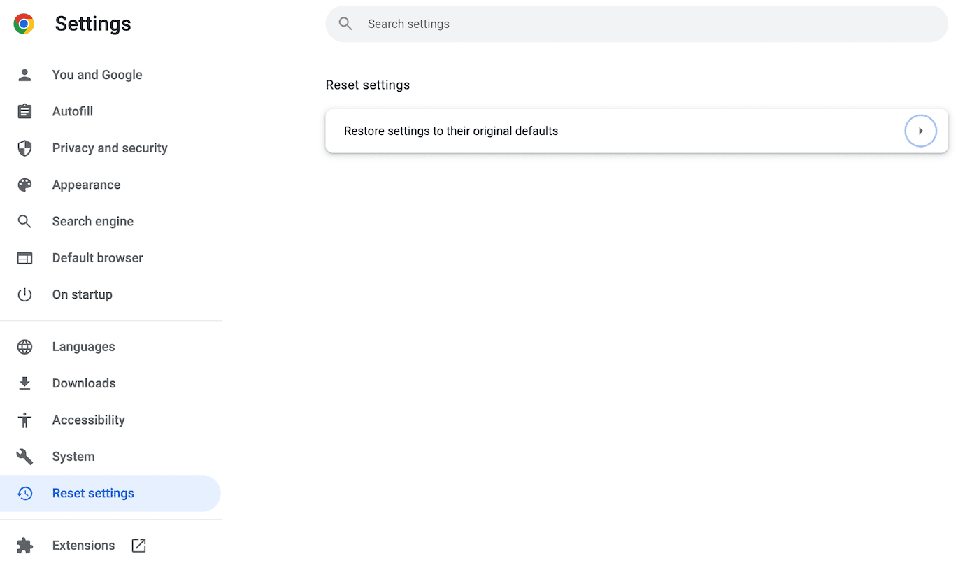 Redefinir as configurações do Chrome