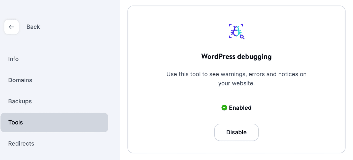 WordPress-felsökning i MyKinsta