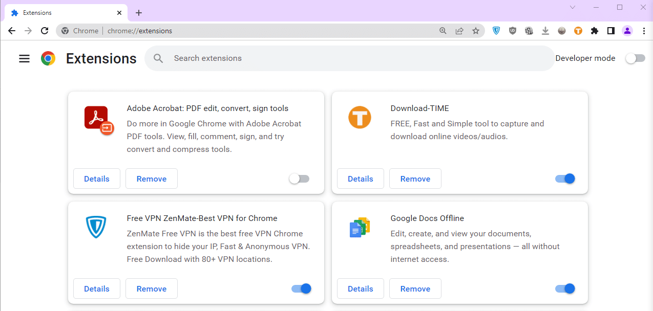 Extensions de Google Chrome