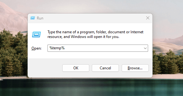 Temporäre Dateien aus dem Ausführen-Fenster löschen