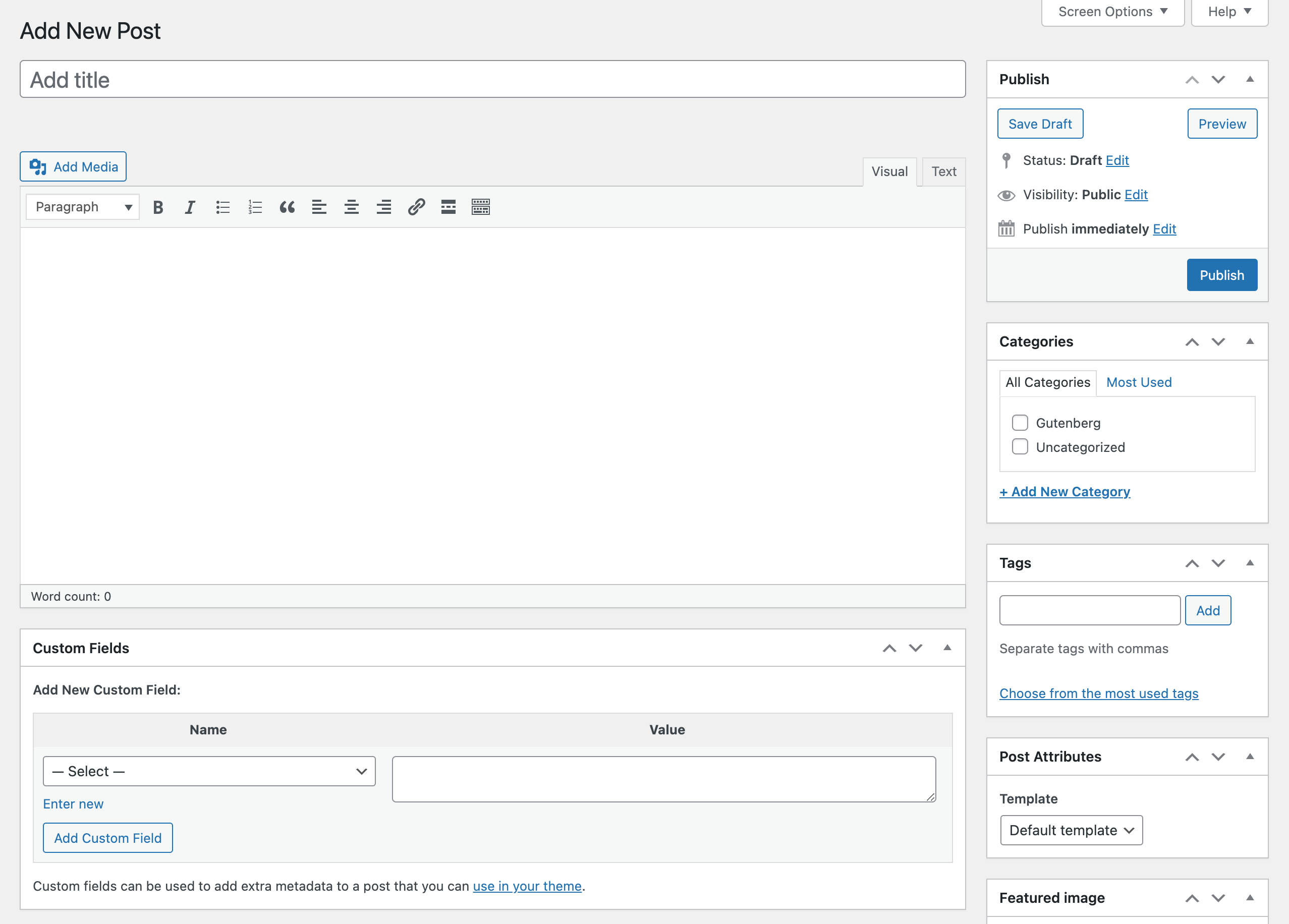 Custom fields in the Classic Editor