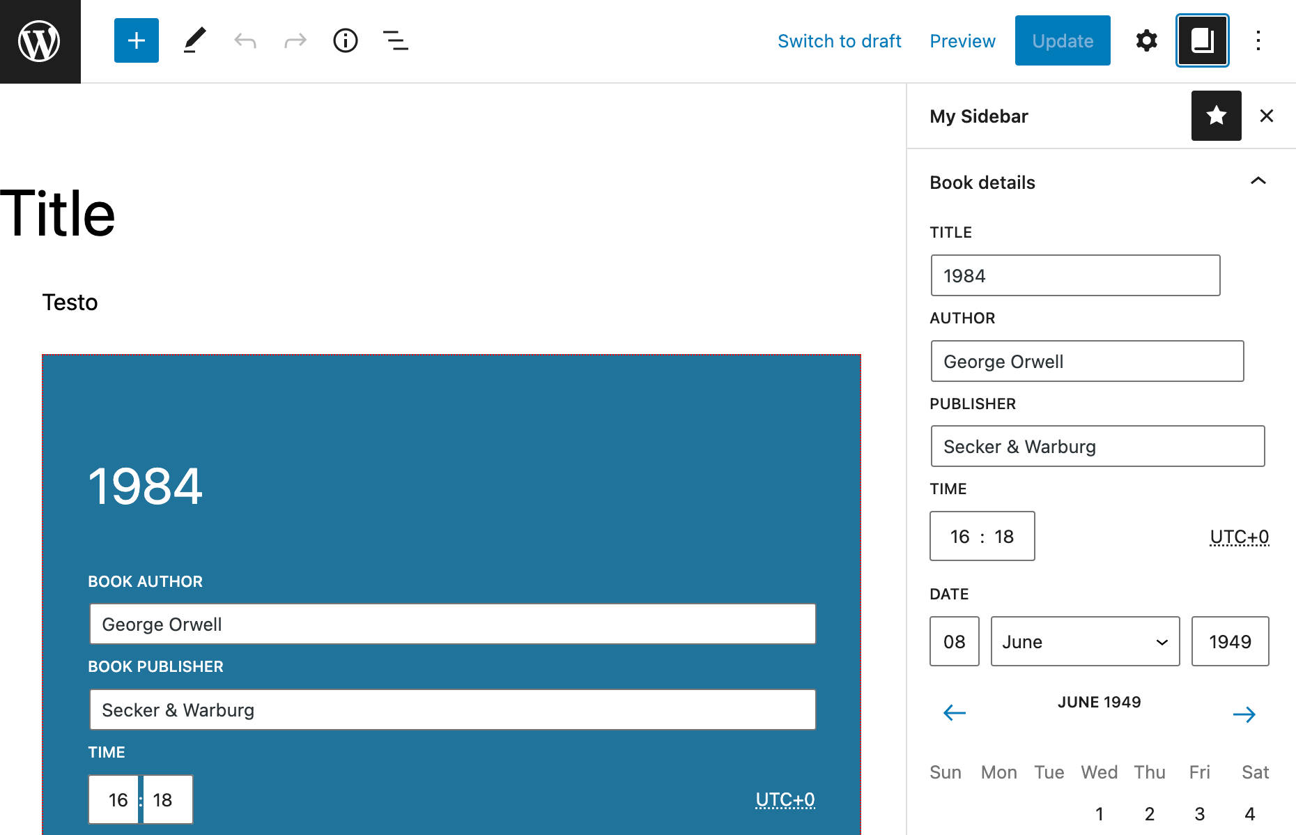 La barra laterale delle impostazioni dei plugin