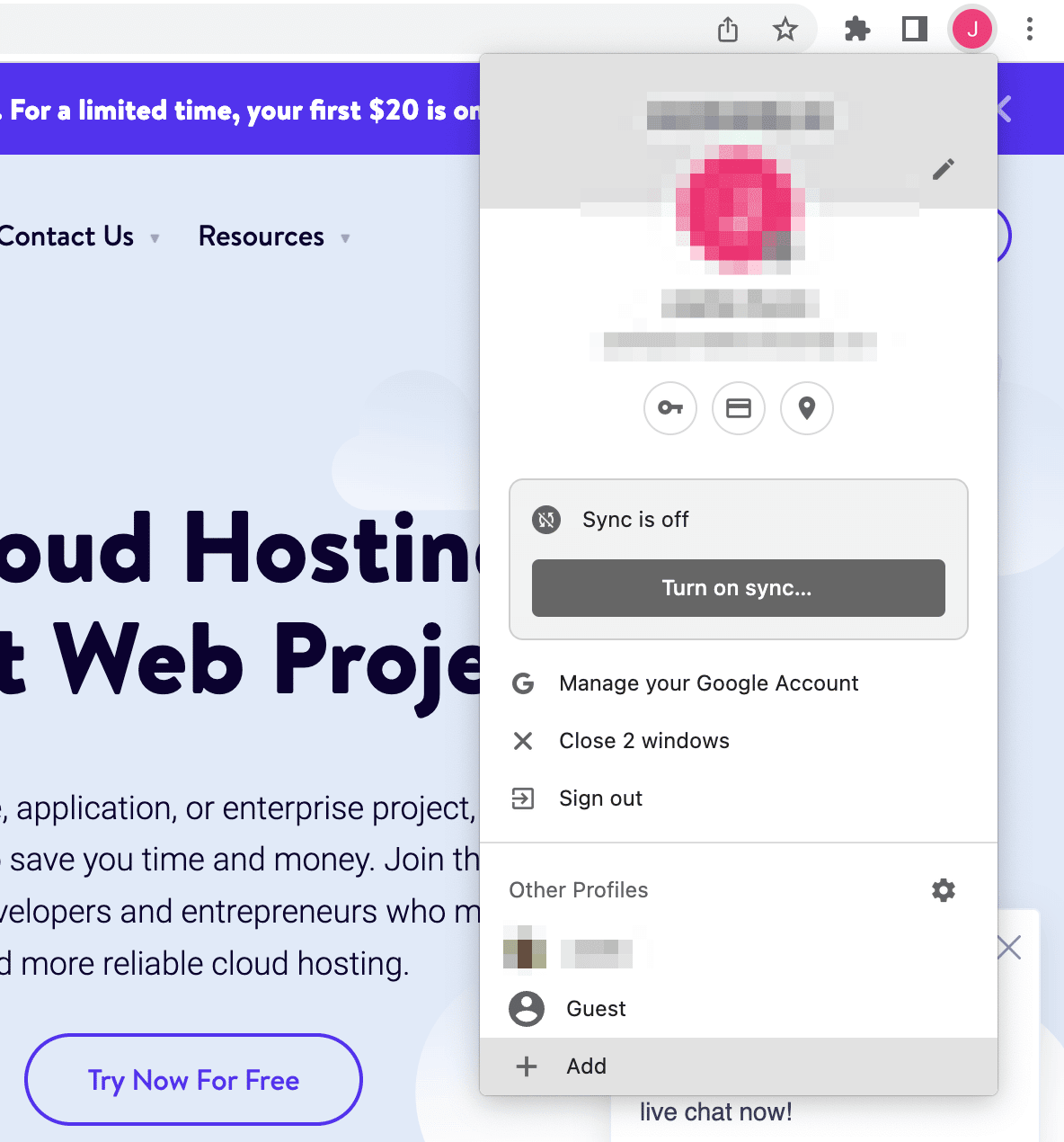 Create a new Chrome profile