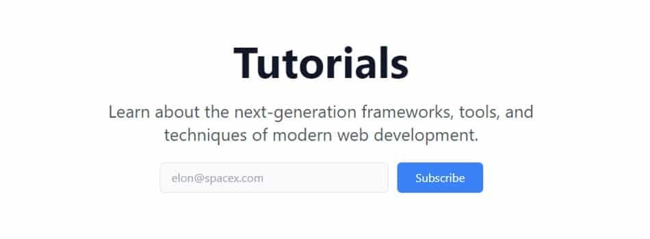 Showing 'Tutorials' as a heading with a short description below it along with the subscribe button.