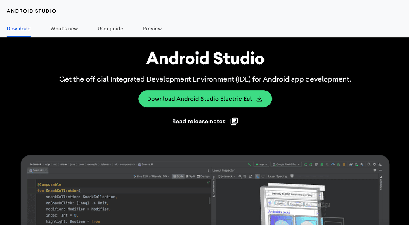 Sitio web de Android Studio