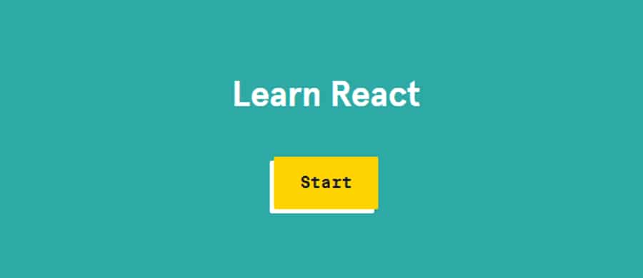 Es zeigt die Buchstaben "Learn React" und in der Mitte eine Schaltfläche mit der Aufschrift "Start".