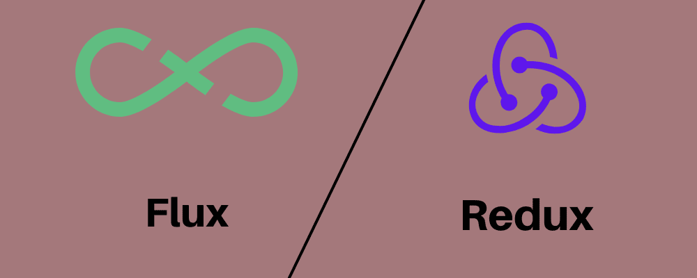 Viser Flux logo til venstre og Redux logo til højre