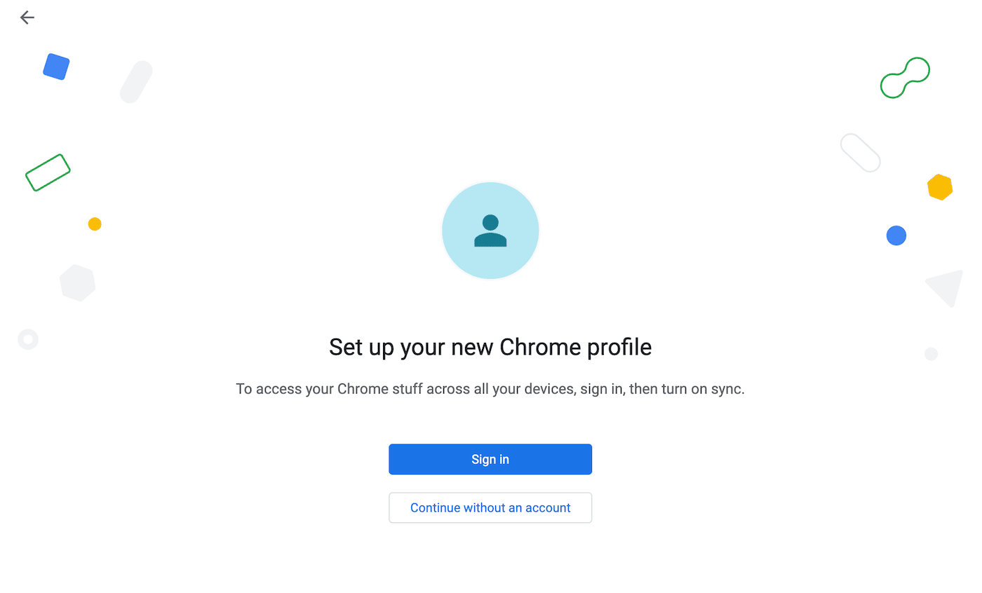 Set up a profile in Chrome