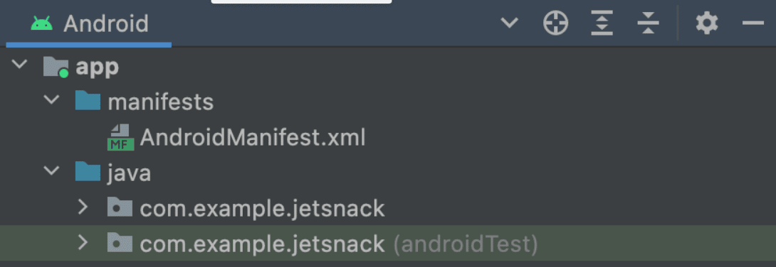 You can find AndroidManifest.xml in the manifests directory