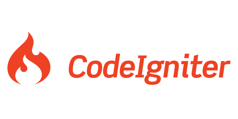 Das offizielle Logo von CodeIgniter mit dem Wort und dem Logo in Rot. 