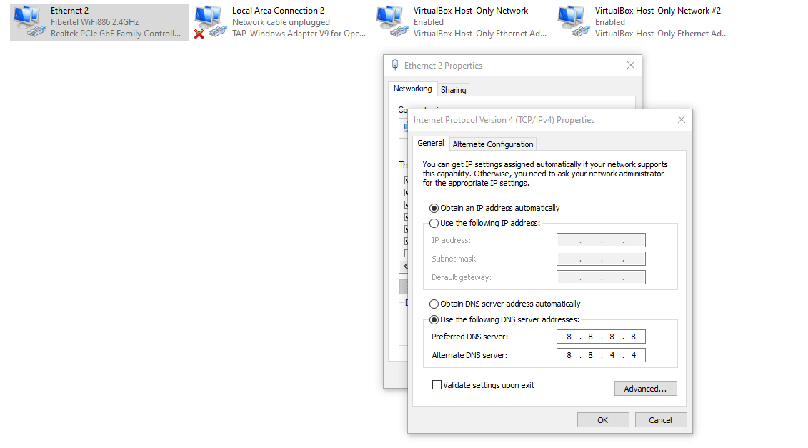 You can configure Windows to detect the DNS server automatically or use a specific option