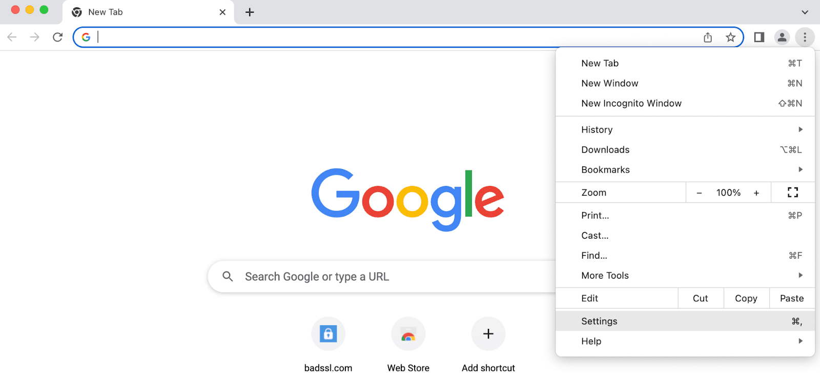 Klik på de tre prikker for at åbne Google Chrome-indstillinger