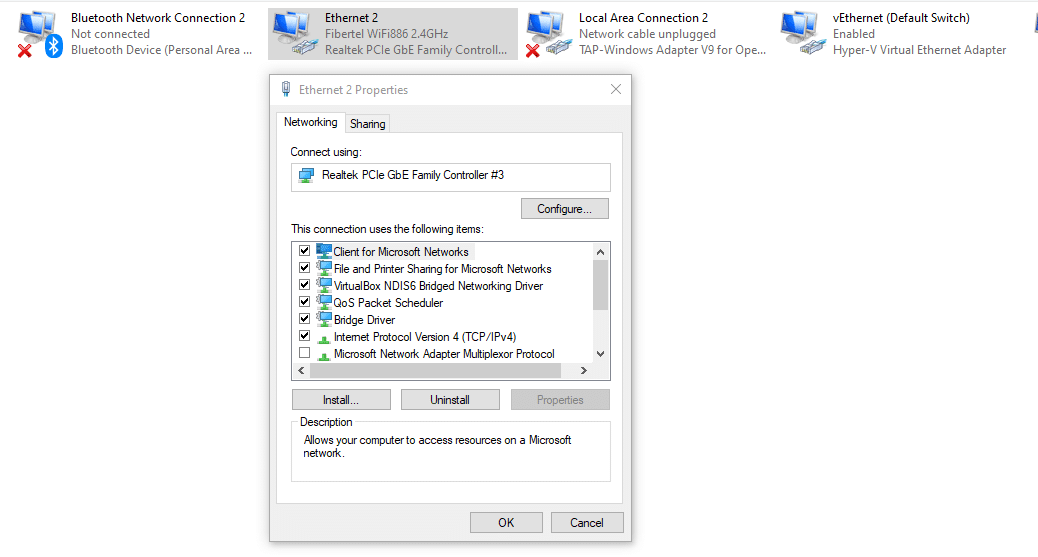 You can have multiple available network connections in Windows.