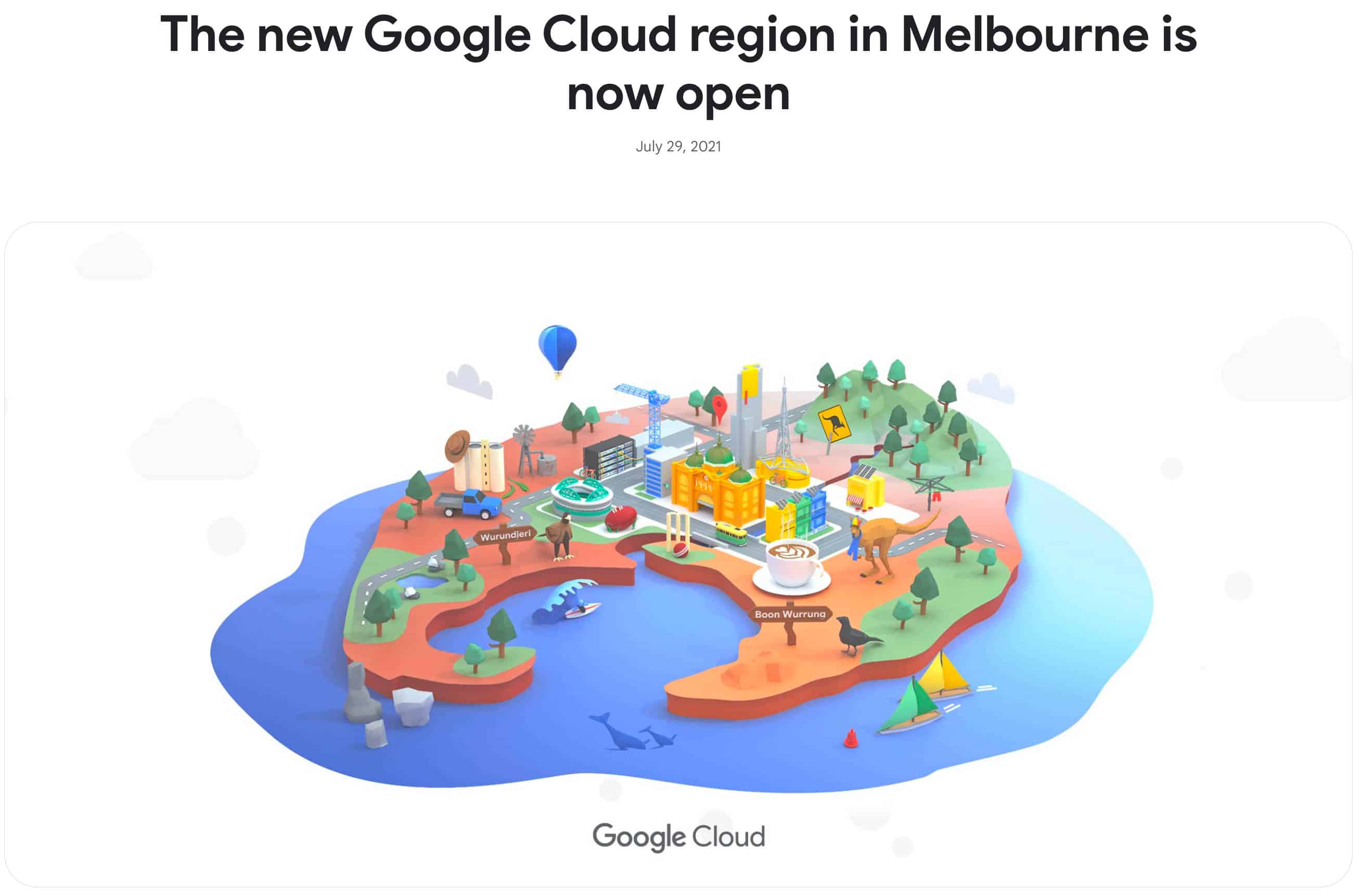 Inauguración de una nueva región de nube en Melbourne.