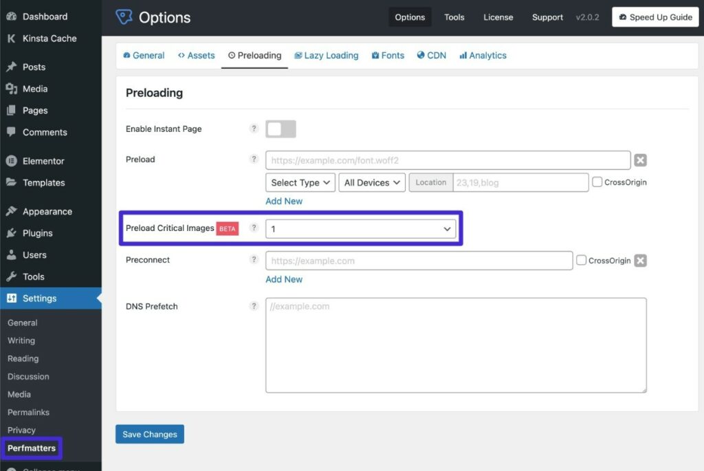 How to preload the LCP image with Perfmatters.