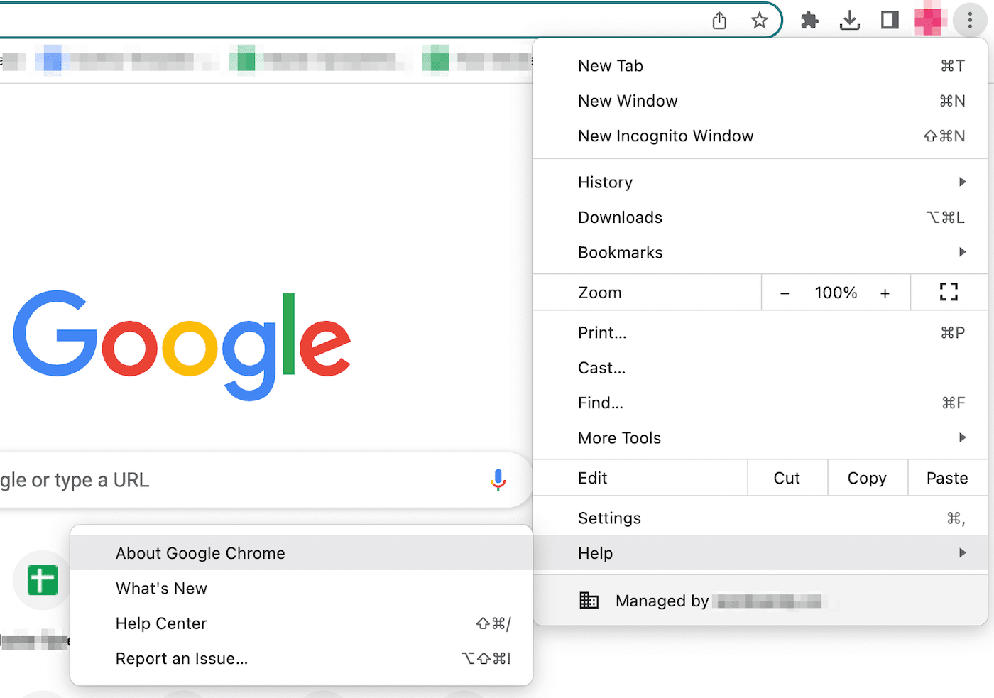 Acceso a la configuración de Chrome para actualizaciones