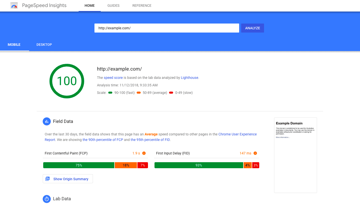 Google’s PageSpeed Insights is een gratis tool om de snelheid van de site te beoordelen