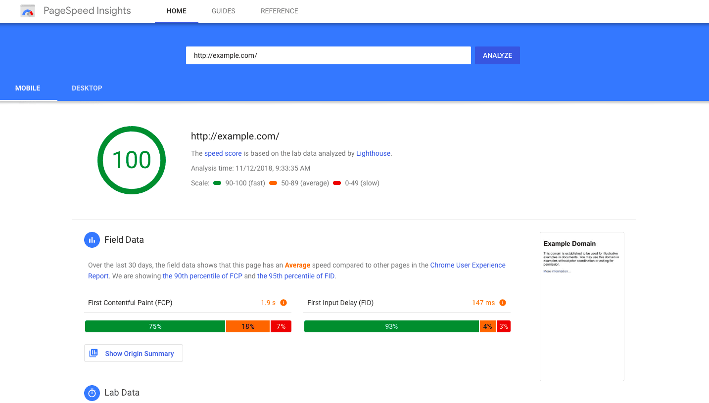 Google PageSpeed Insights 