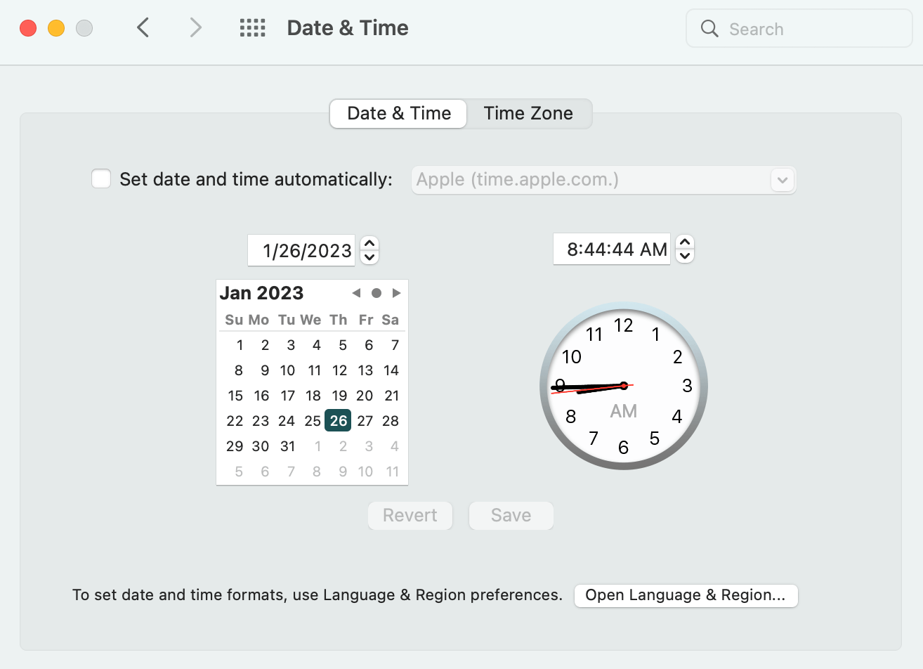 data e ora manuale di macOS