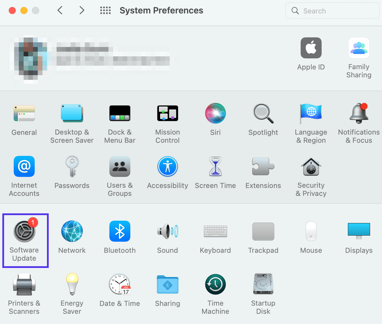 atualização do software macOS