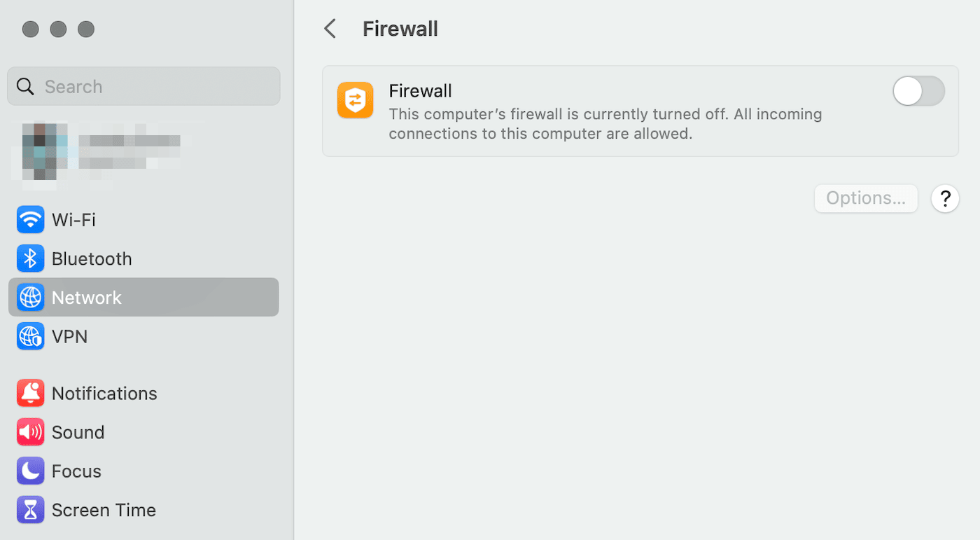 Turning off a firewall on MacOS