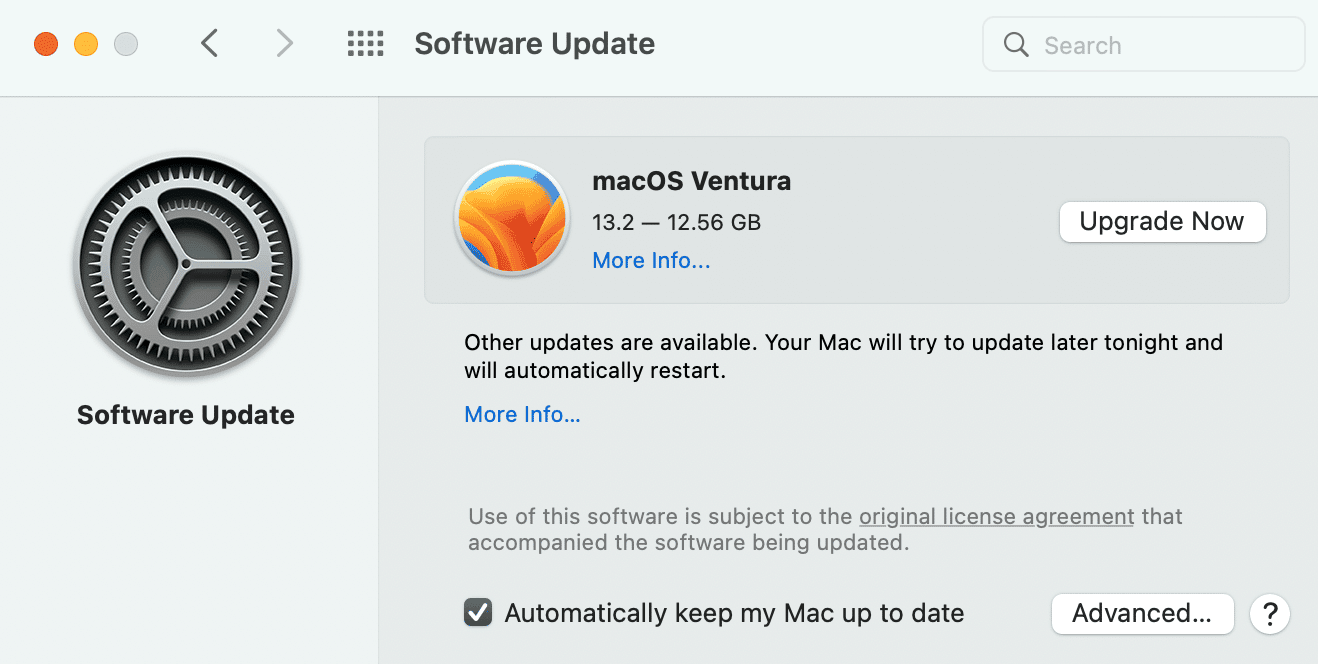 Mise à jour de macOS