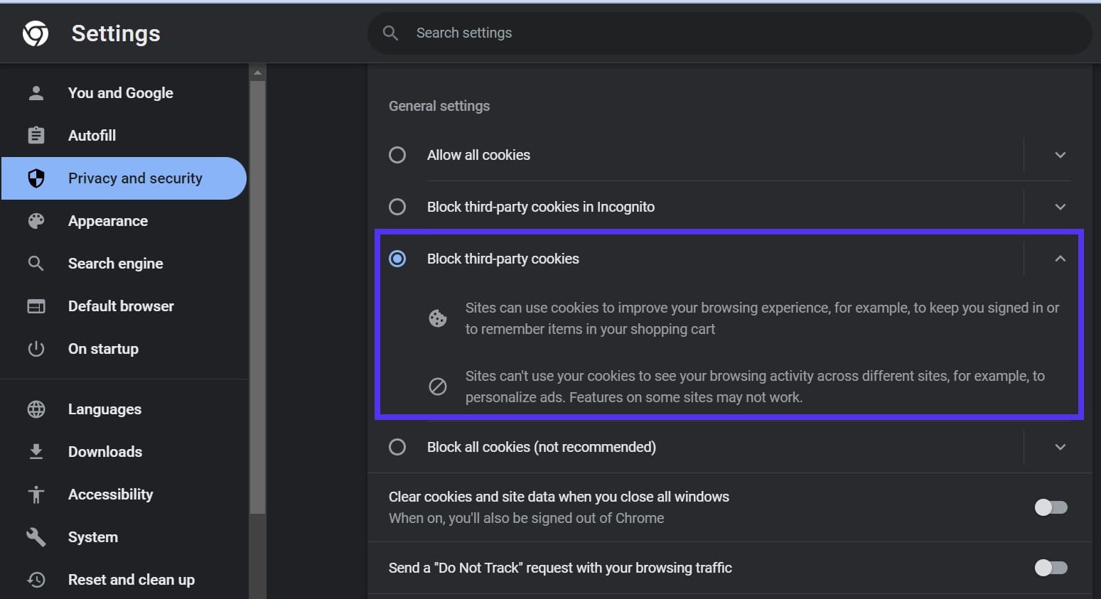 How to block third-party cookies in Google Chrome