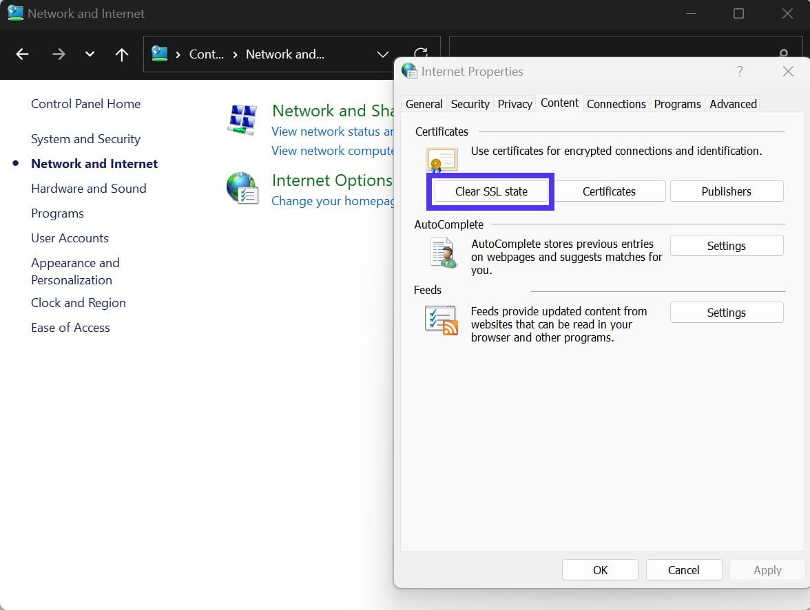 SSL-Tafel unter Windows löschen