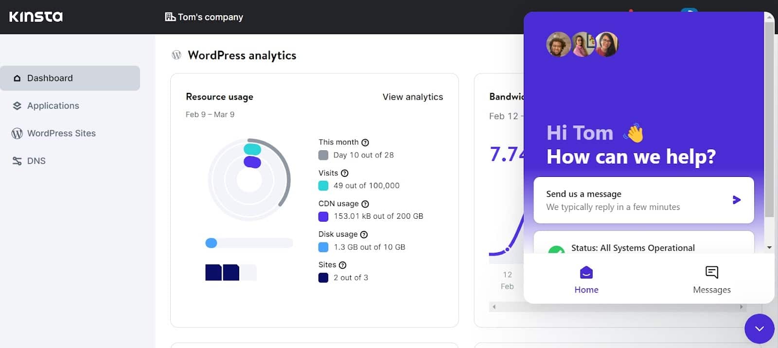 Come accedere all'assistenza Kinsta attraverso la dashboard MyKinsta