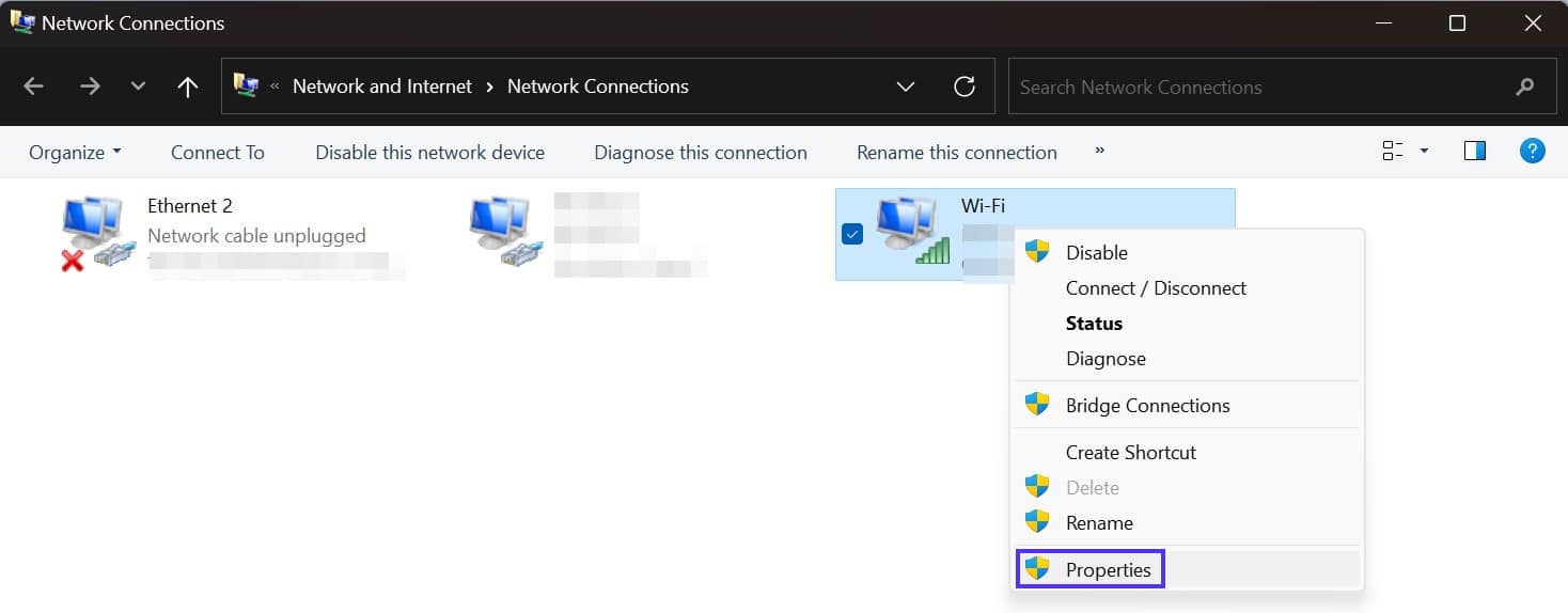 Accedere alle proprietà di una rete in Windows