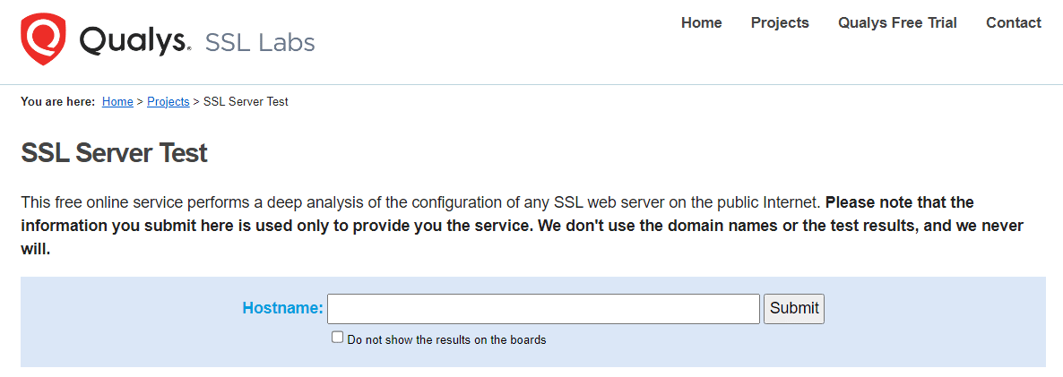 Qualys SSL Server Test te permite comprobar si hay errores en tu certificado SSL