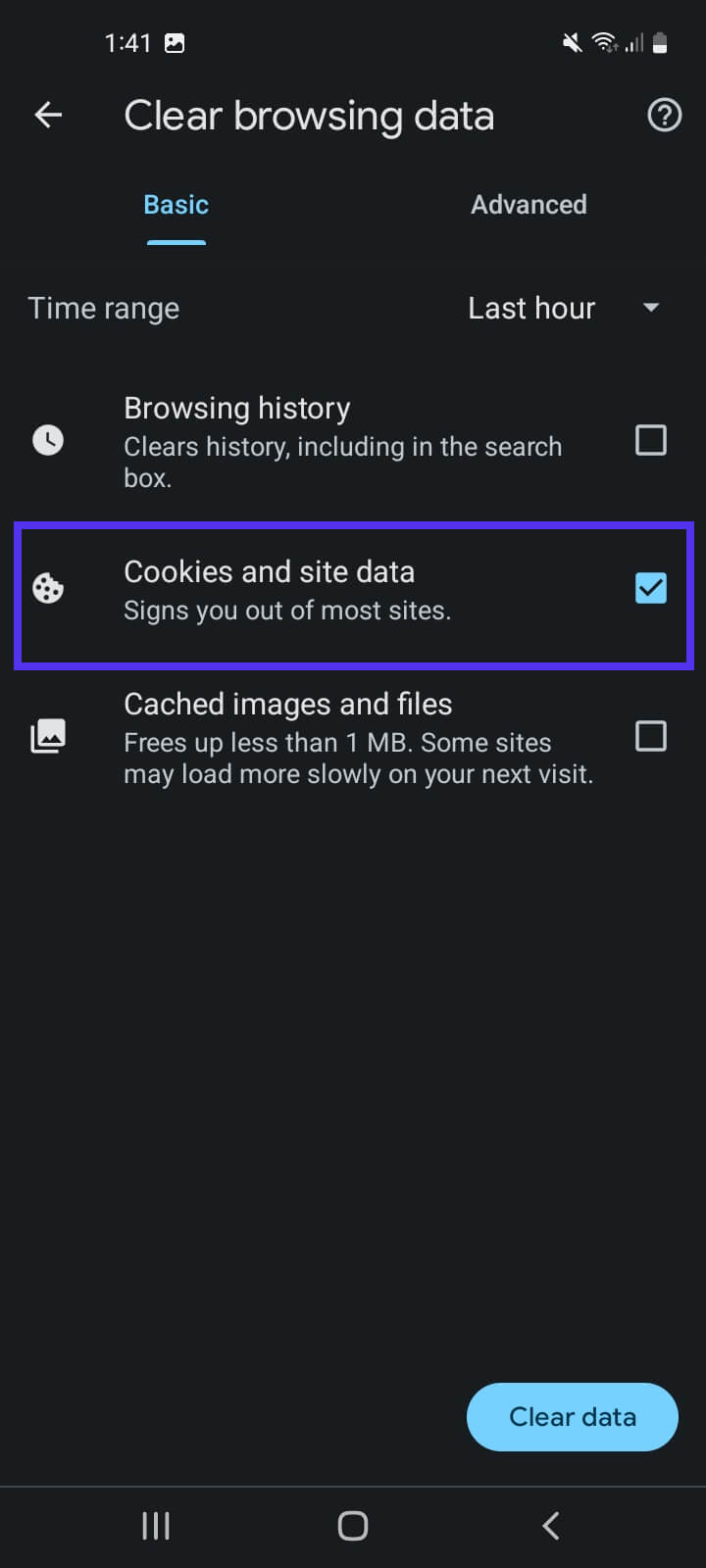 Eliminación de las cookies de seguimiento en Google Chrome en dispositivos móviles