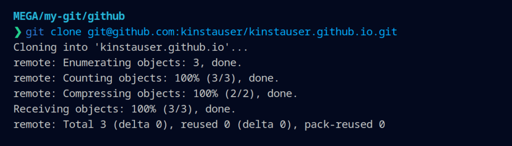 Git clone-kommando og dens svar i et CMD-vindue.