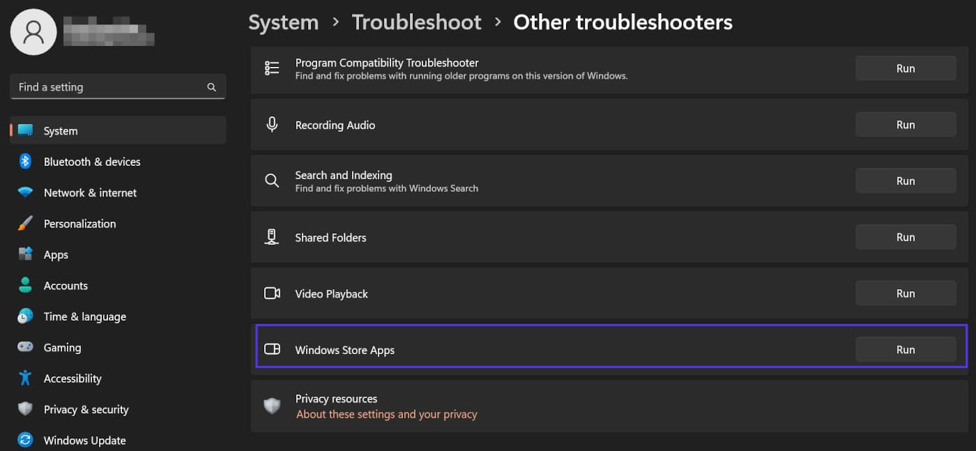 Solucionador de problemas de aplicaciones de Windows