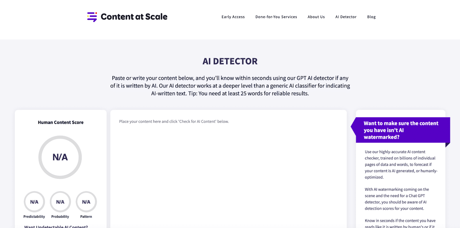 Content at Scale website