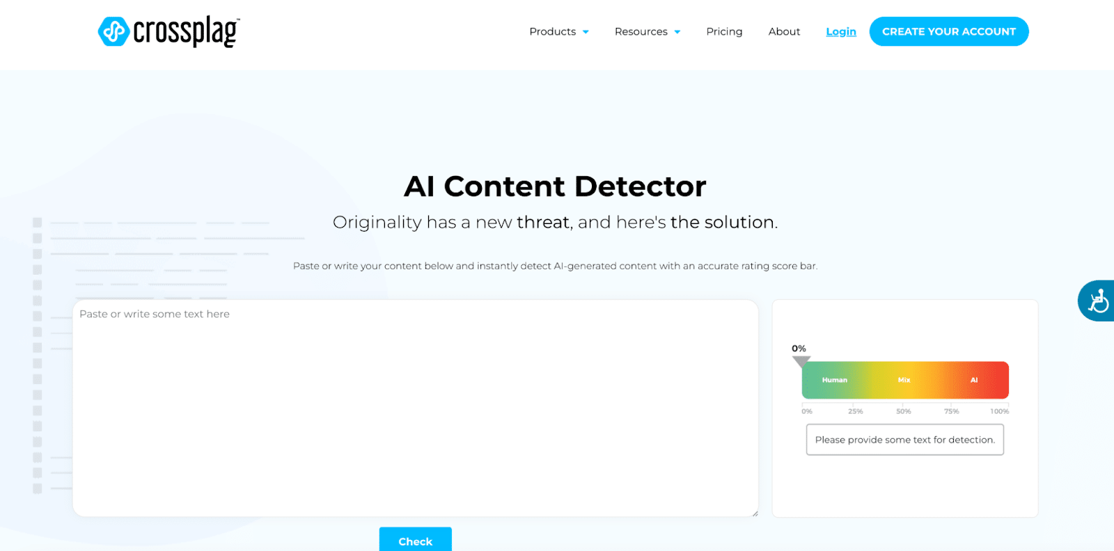 Herramienta de detección de contenidos de IA Crossplag