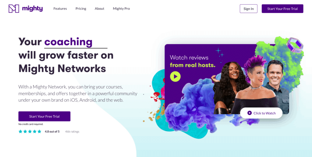 Een afbeelding van het platform van Mighty Networks