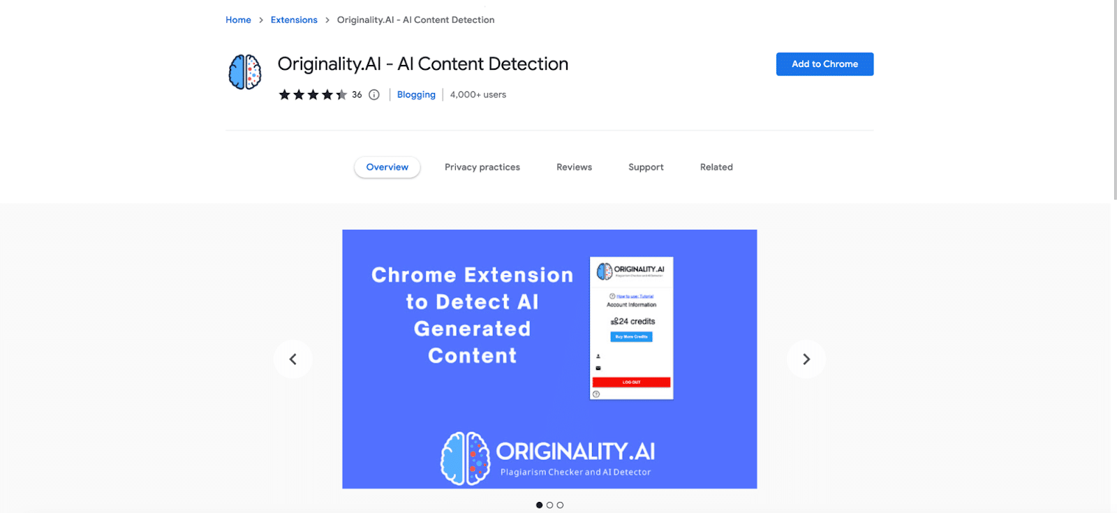 L'estensione di Chrome Originality.AI