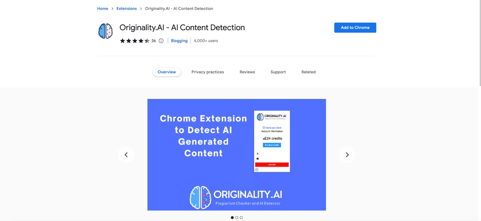 Extensión de Originality.AI para Chrome