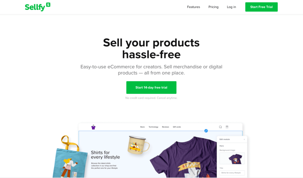 A picture of Sellfy platform