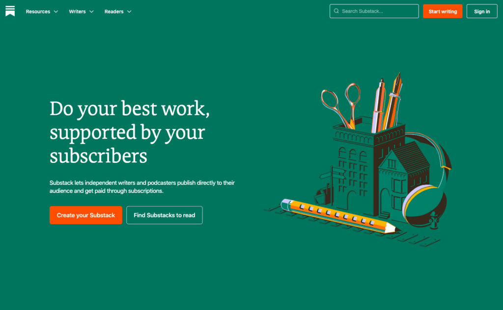 A picture of Substack platform