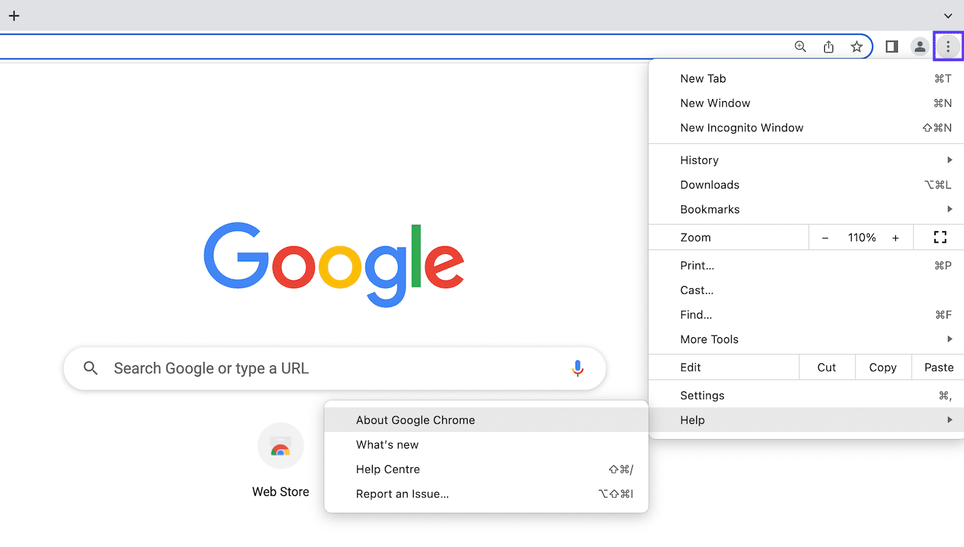 Google Chrome Help settings