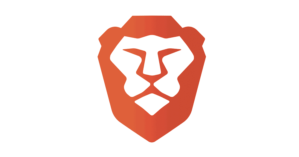 Brave logoet, bestående af et løvehoved grafik i orange og hvid.