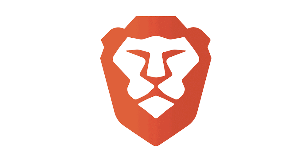 Het Brave-logo, bestaande uit een afbeelding van een leeuwenkop in oranje en wit.