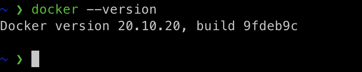 Schermata di una riga del Terminal che controlla la versione installata di Docker