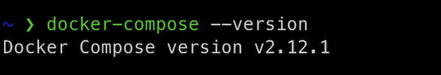 Schermata di una riga del Terminal che controlla la versione di Compose installate con Docker